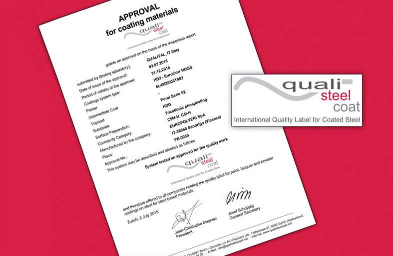 A further acknowledgment of the quality of Europolveri powder coatings